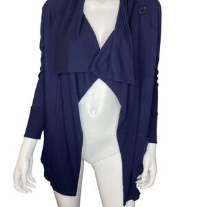 CHICO'S Zenergy Size O Petite US Small Petite Navy Blue Knit Long‎ Line Cardigan